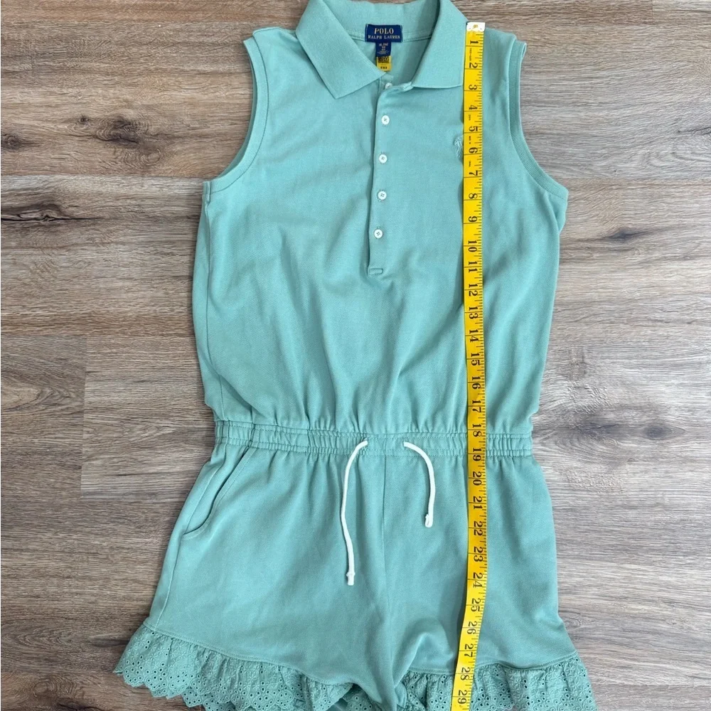 RALPH LAUREN GIRLS MINT GREEN STRETCH LACE POLO ROMPER NWT SIZE XL